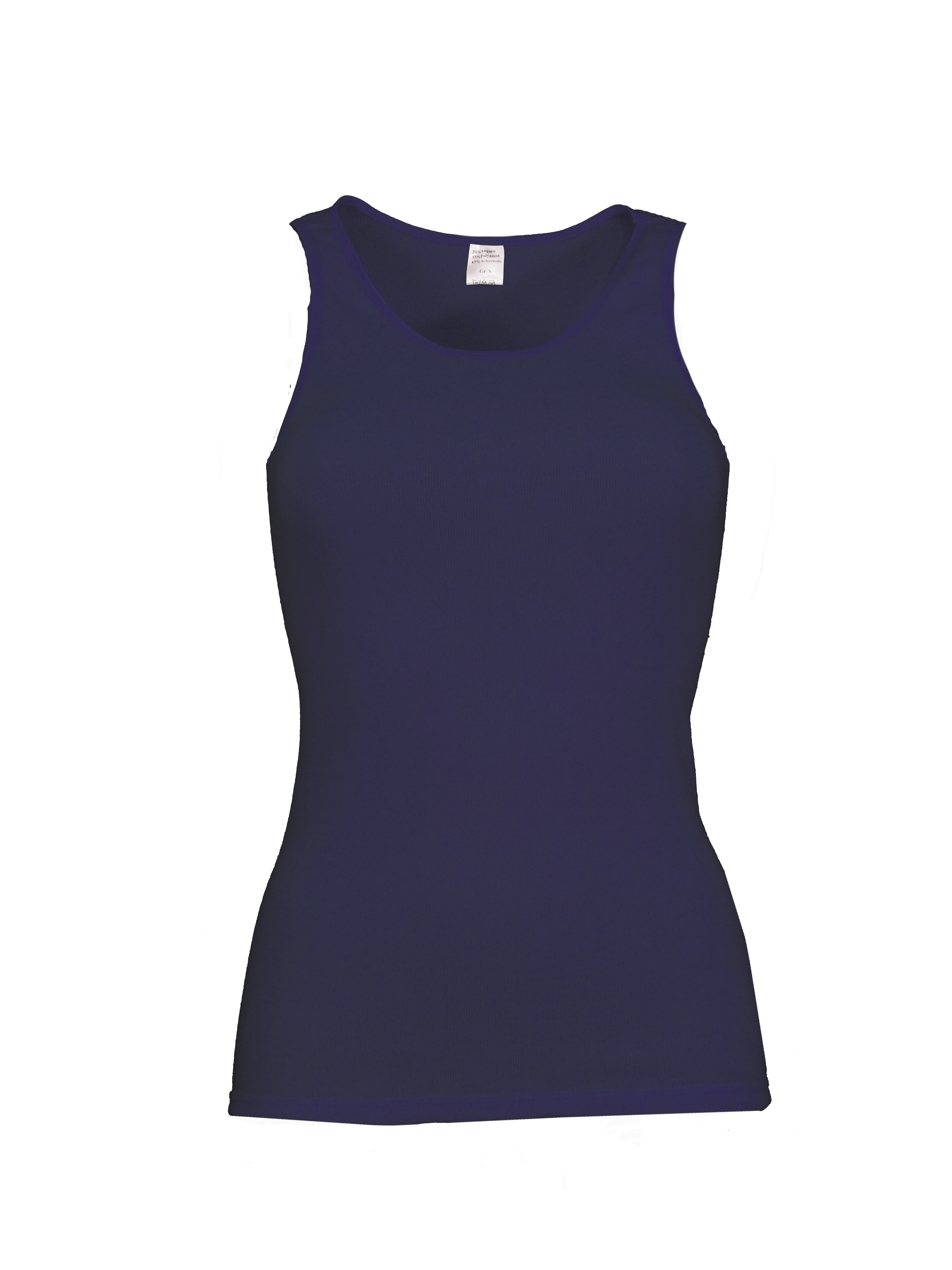 Damenhemd ohne Arm mit Einfassung <p> 40% Angora 60% Baumwolle