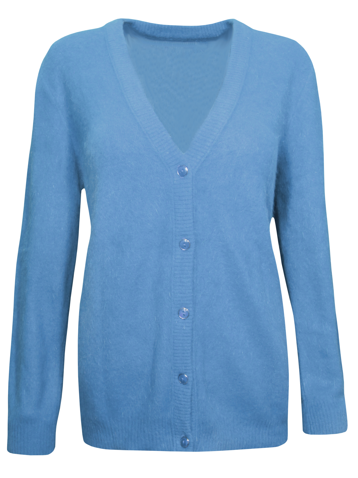 Hochflauschjacke mit V-Ausschnitt und Knöpfen