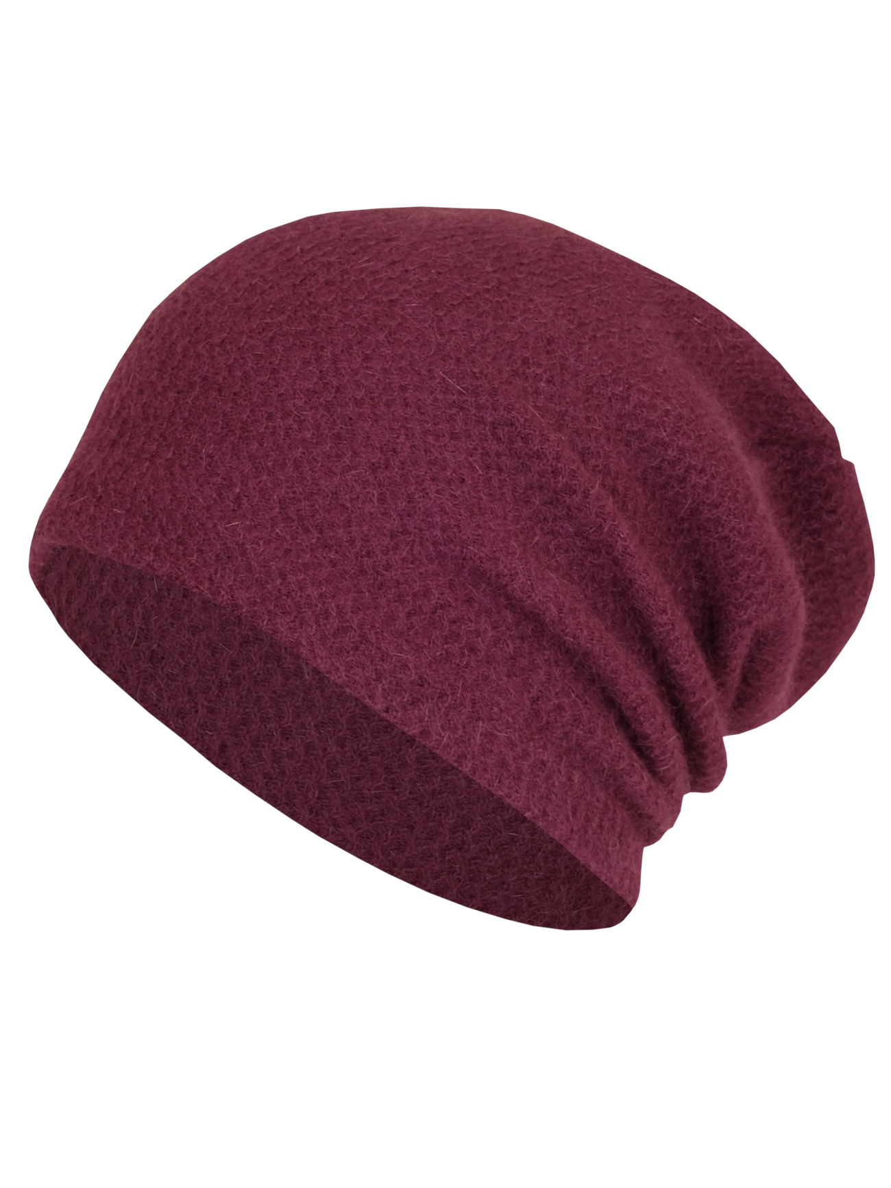 Beanie-Mütze im Wellenmuster <P> mit 75% Angora