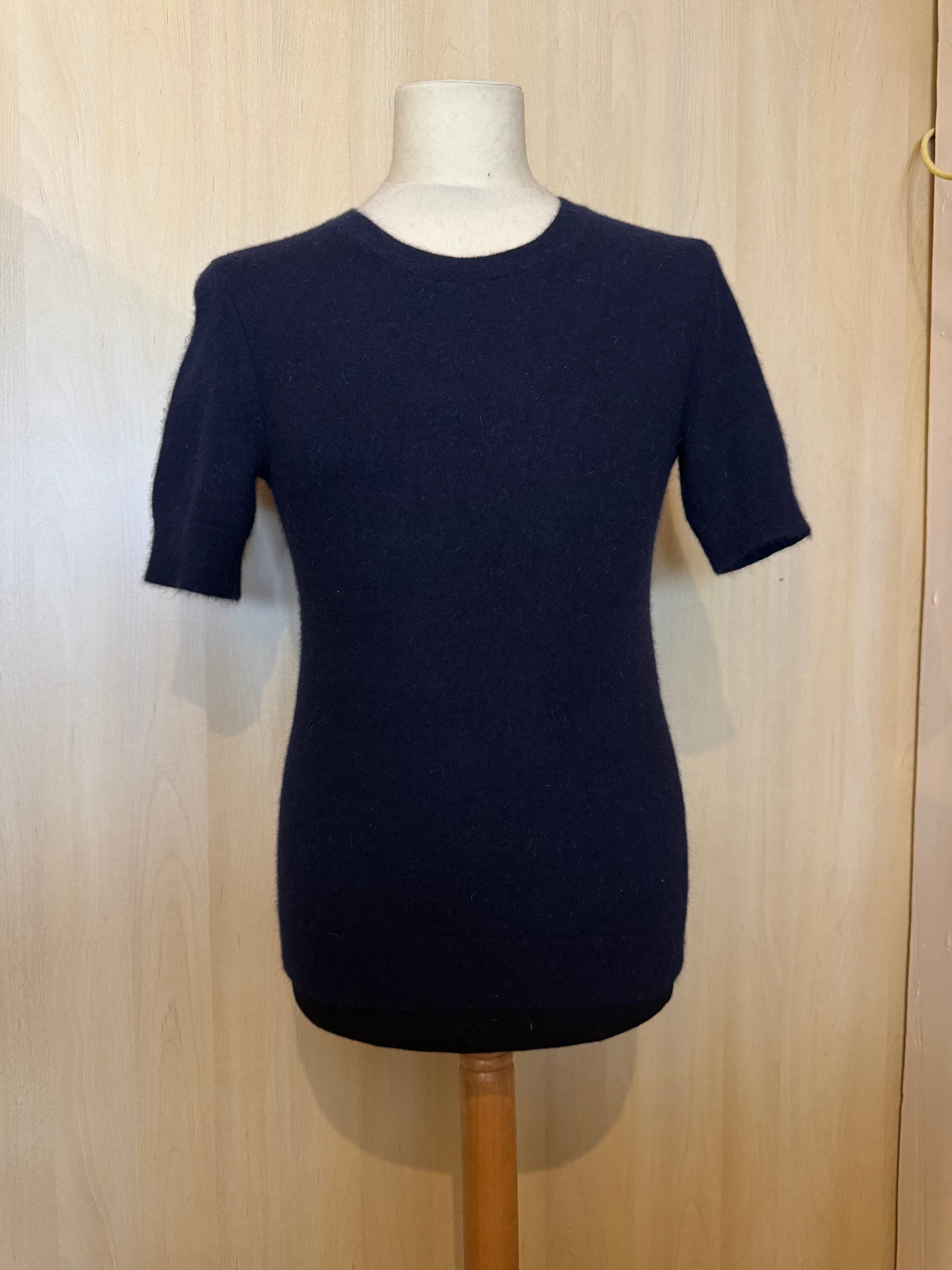 Klassisches Kurzarm-Stricktop in Dunkelblau / Navy