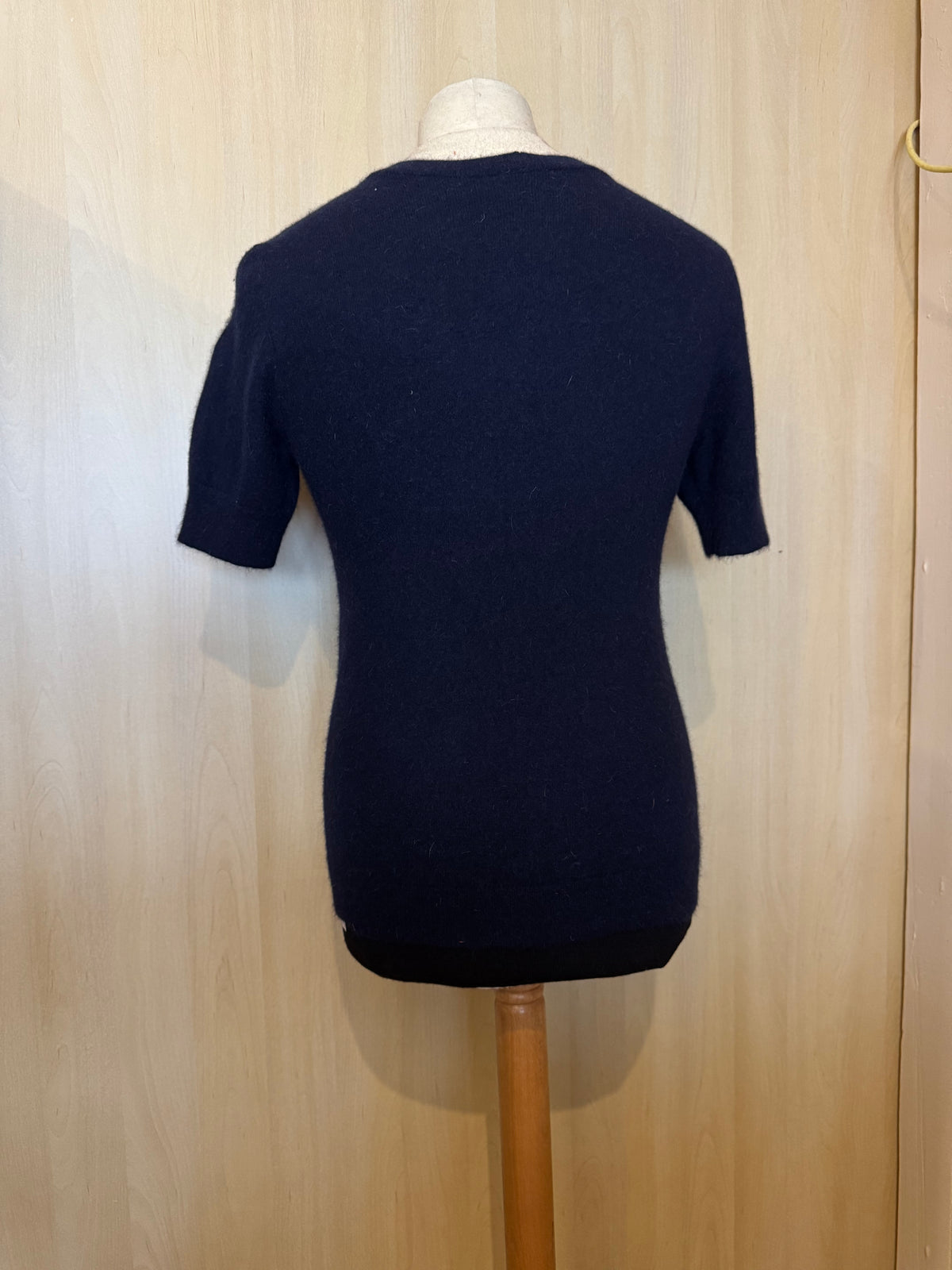 Klassisches Kurzarm-Stricktop in Dunkelblau / Navy