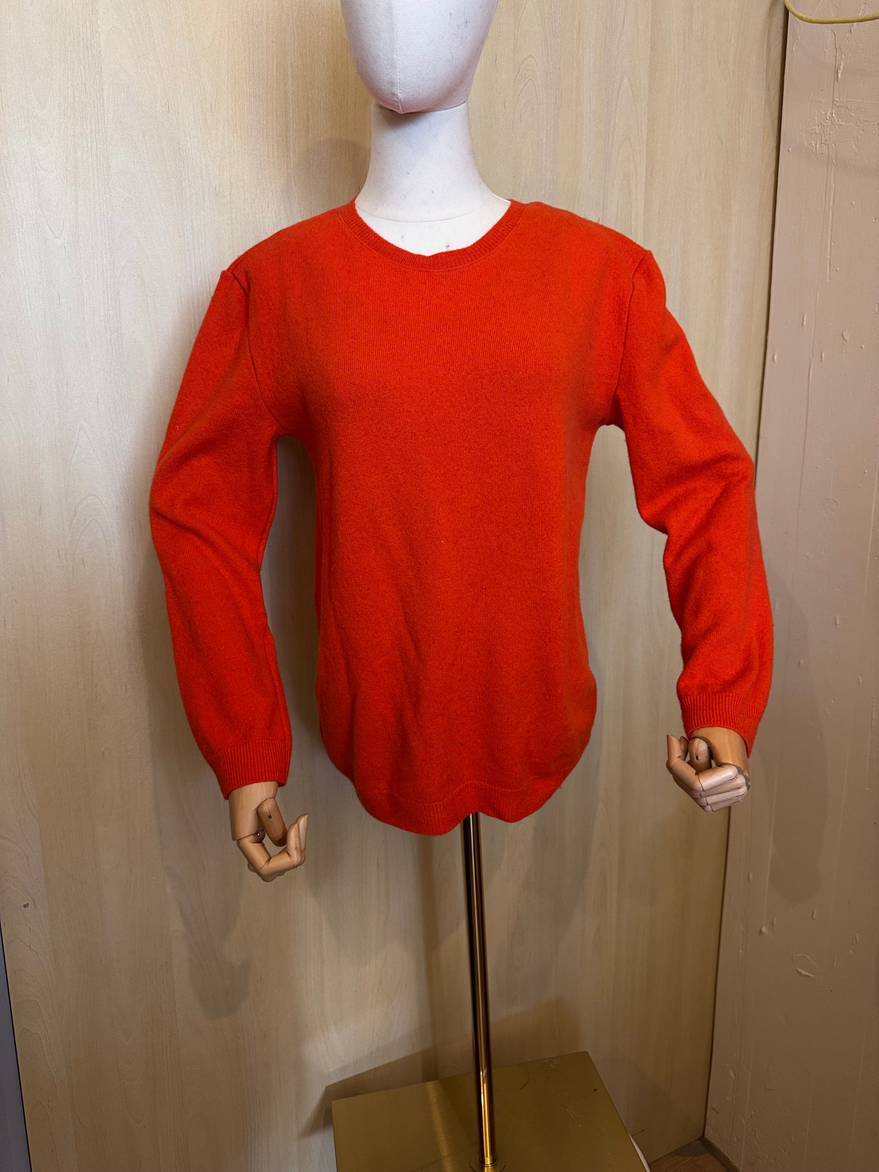 Klassischer Damen-Strickpullover mit Rundhalsausschnitt – Orange