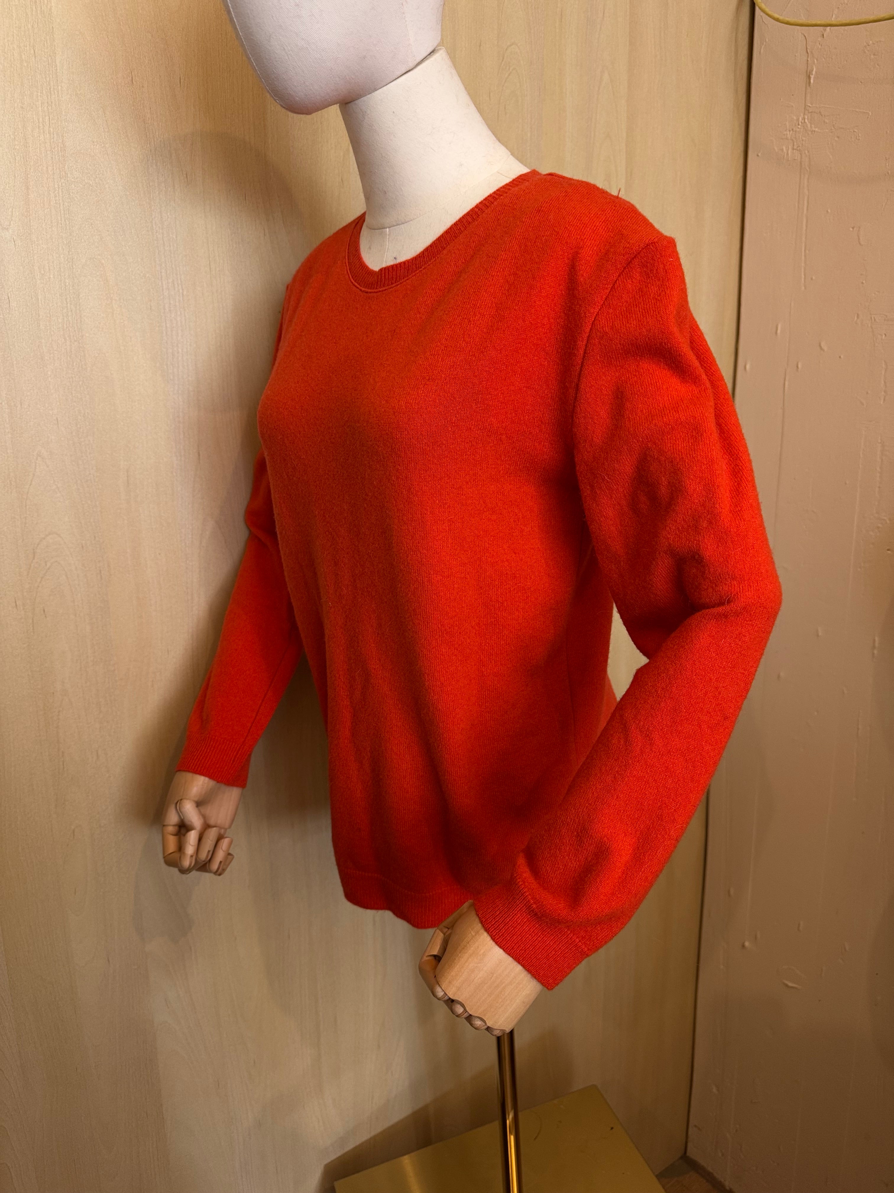 Klassischer Damen-Strickpullover mit Rundhalsausschnitt – Orange