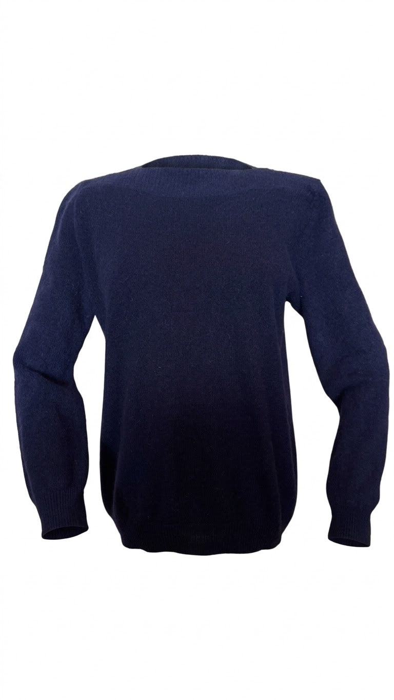 Klassischer Damen-Strickpullover mit U-Boot-Ausschnitt – Marine