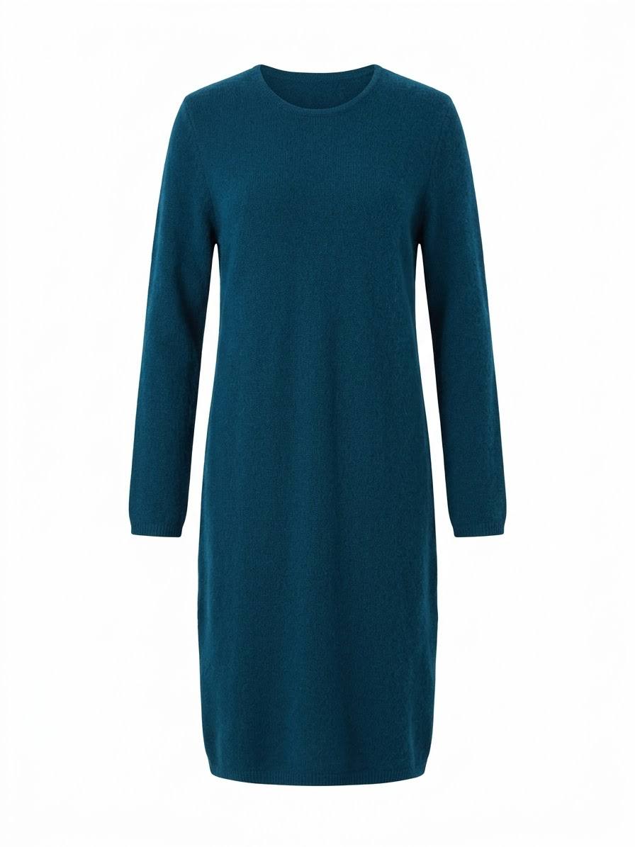 Kuscheliges Strickkleid in schlichter Passform – Petrol