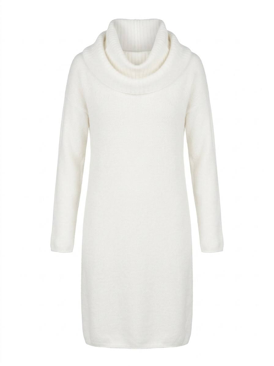 Stilvolles Soft-Strickkleid mit voluminösem Kragen