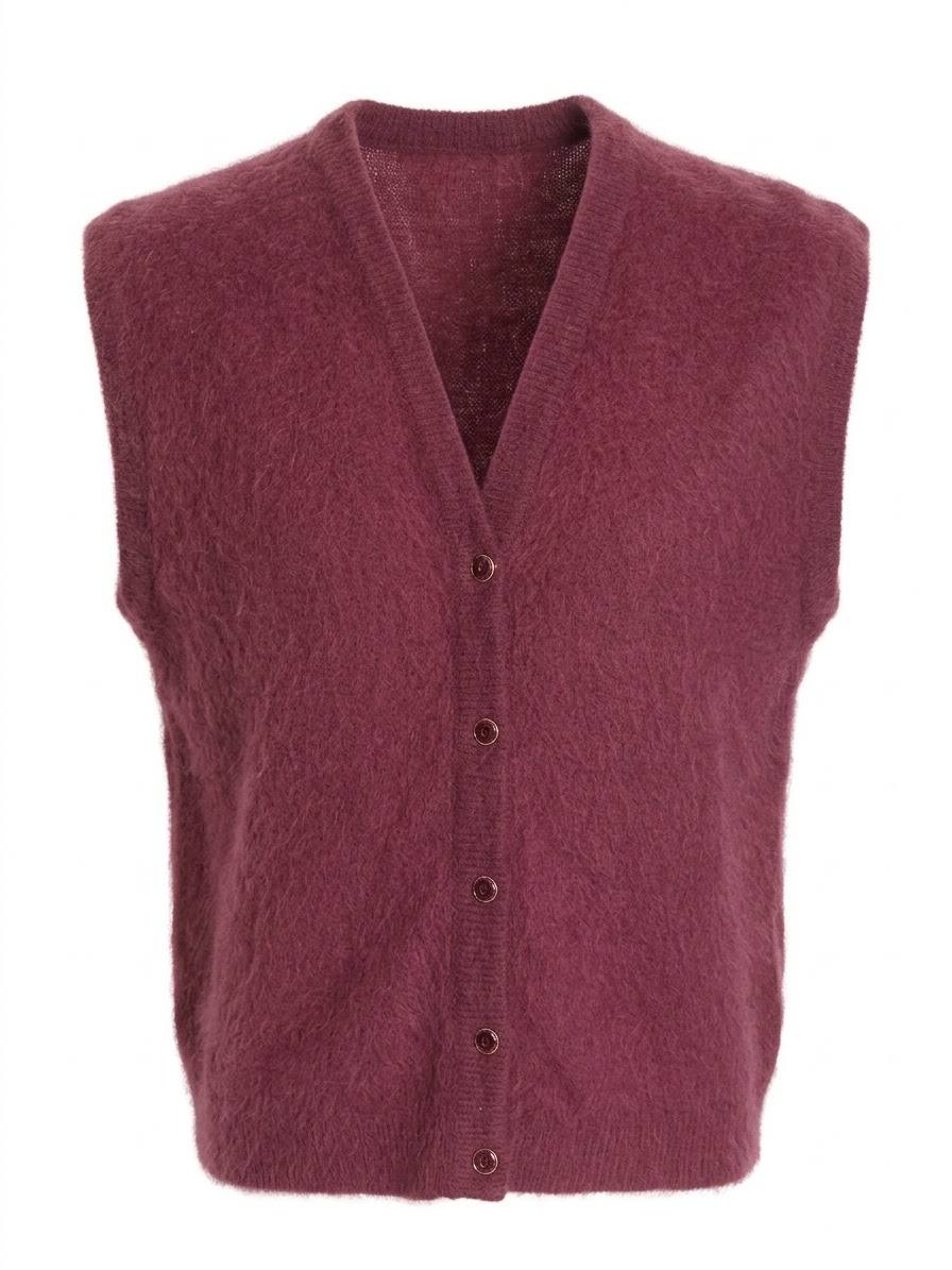 Klassische Damen-Strickweste mit V-Ausschnitt – Bordeaux