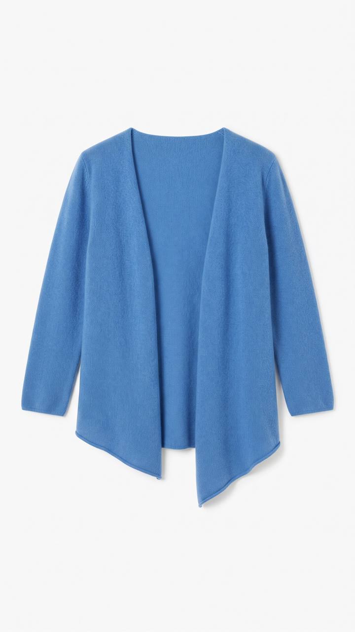 Stilvoller Feinstrick-Cardigan mit fließendem Zipfelsaum – Jeansblau