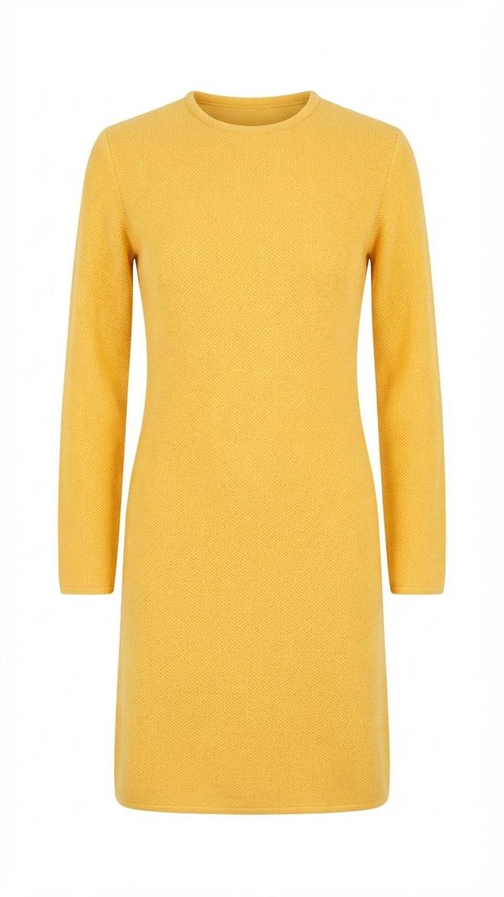 Kuscheliges Strickkleid in strukturierter Optik – Gelb