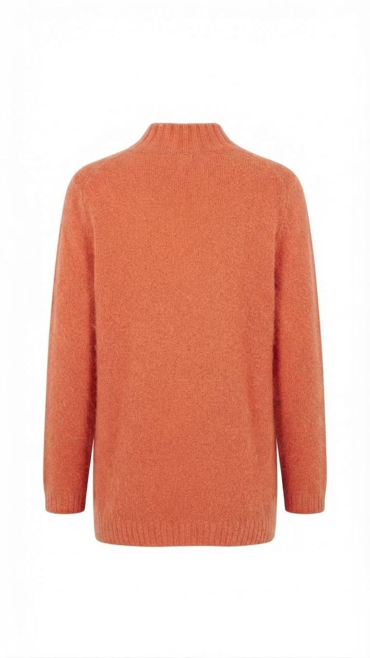 Stilvoller Damen-Pullover mit Zopfmuster & Stehkragen in Orange
