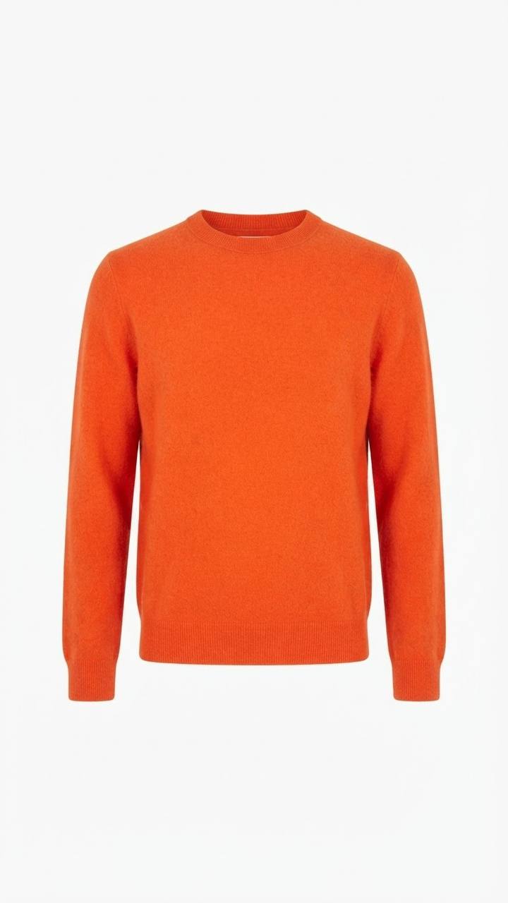 Klassischer Damen-Feinstrickpullover in Orange – Rundhalsausschnitt
