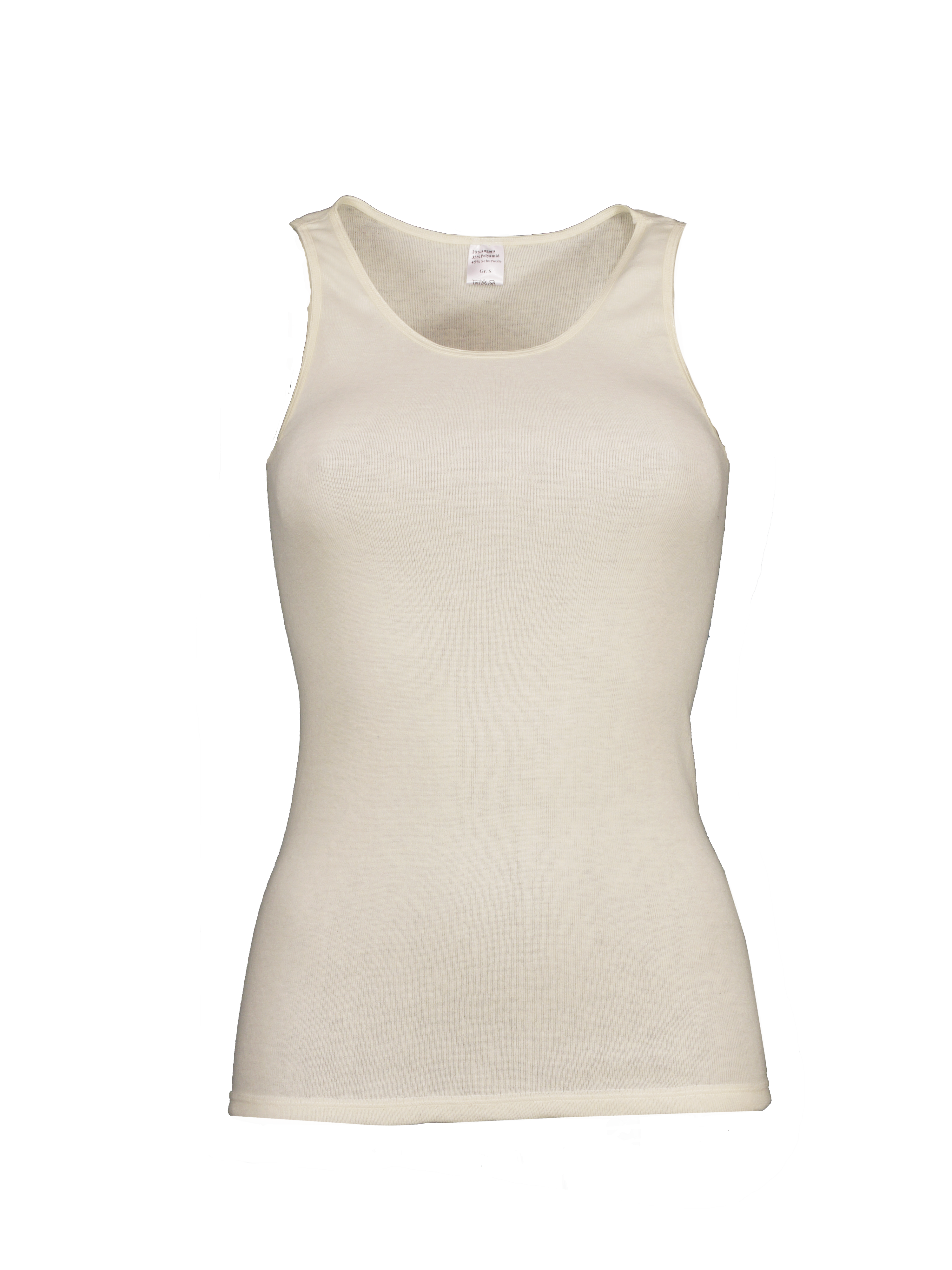 Damenhemd ohne Arm <p> 20% Angora 45% Scurwolle 35% Poliamid