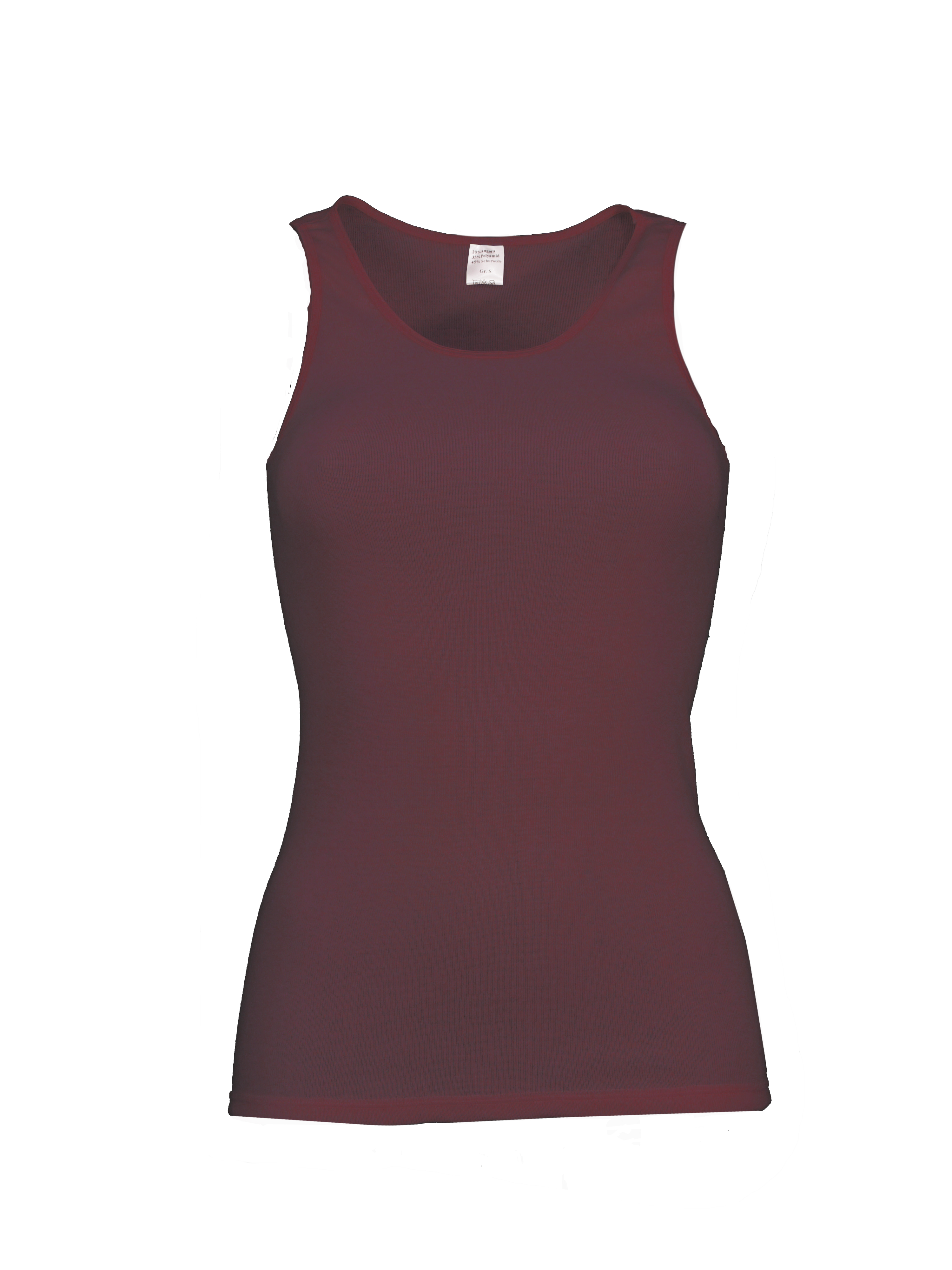 Damenhemd ohne Arm mit Einfassung <p> 40% Angora 60% Baumwolle