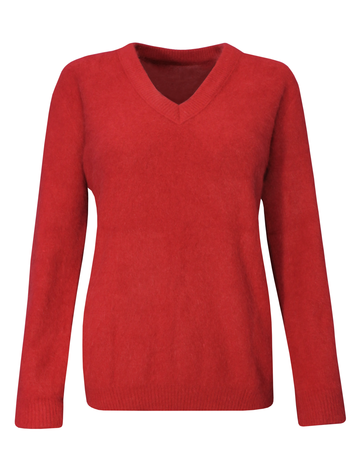 Hochflauschpullover mit V-Ausschnitt