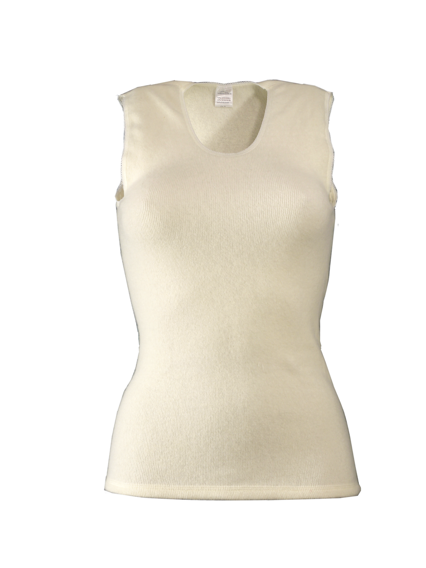 Damenhemd ohne Arm <p> 50% Angora 50% Schurwolle