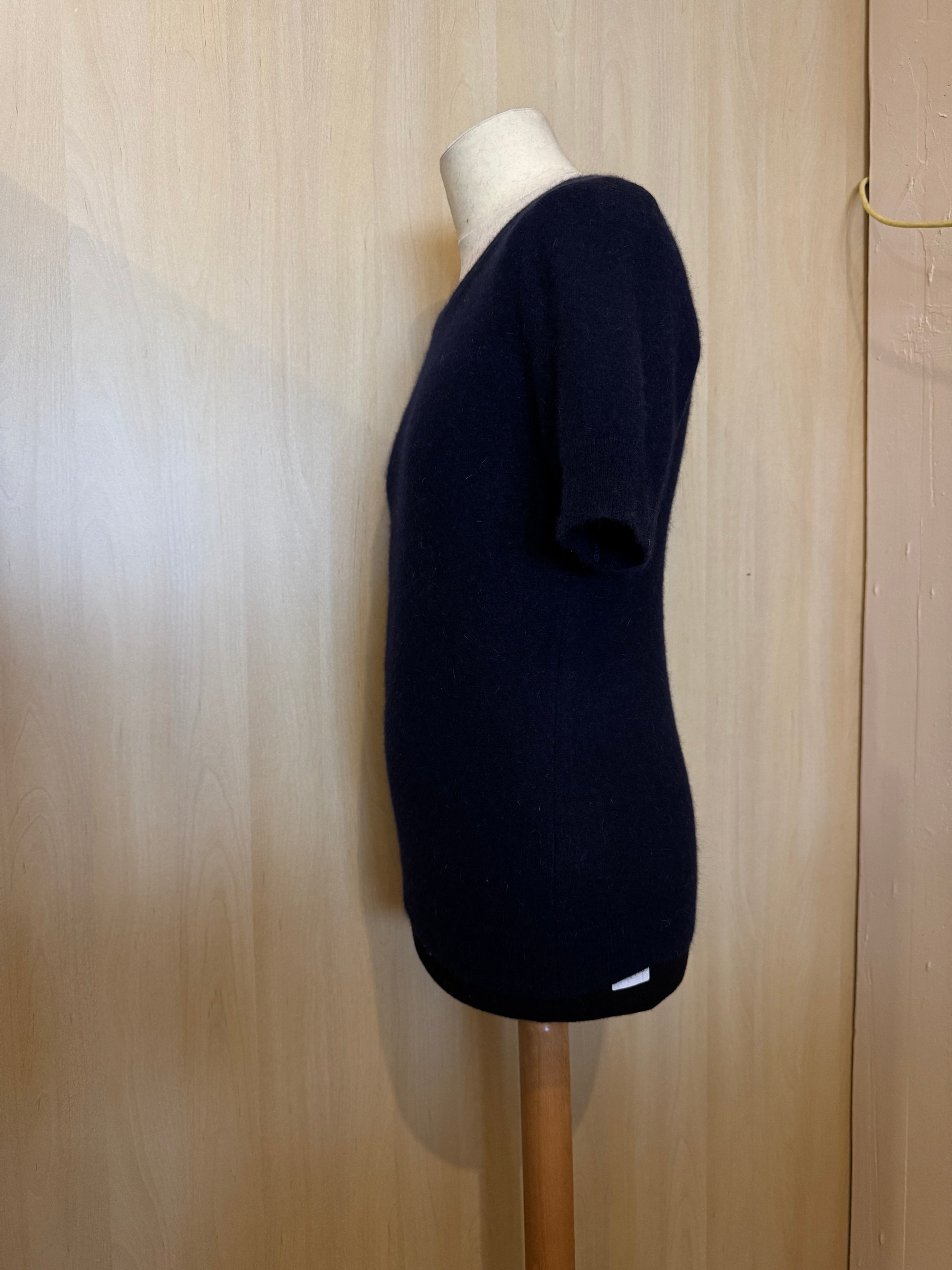 Klassisches Kurzarm-Stricktop in Dunkelblau / Navy