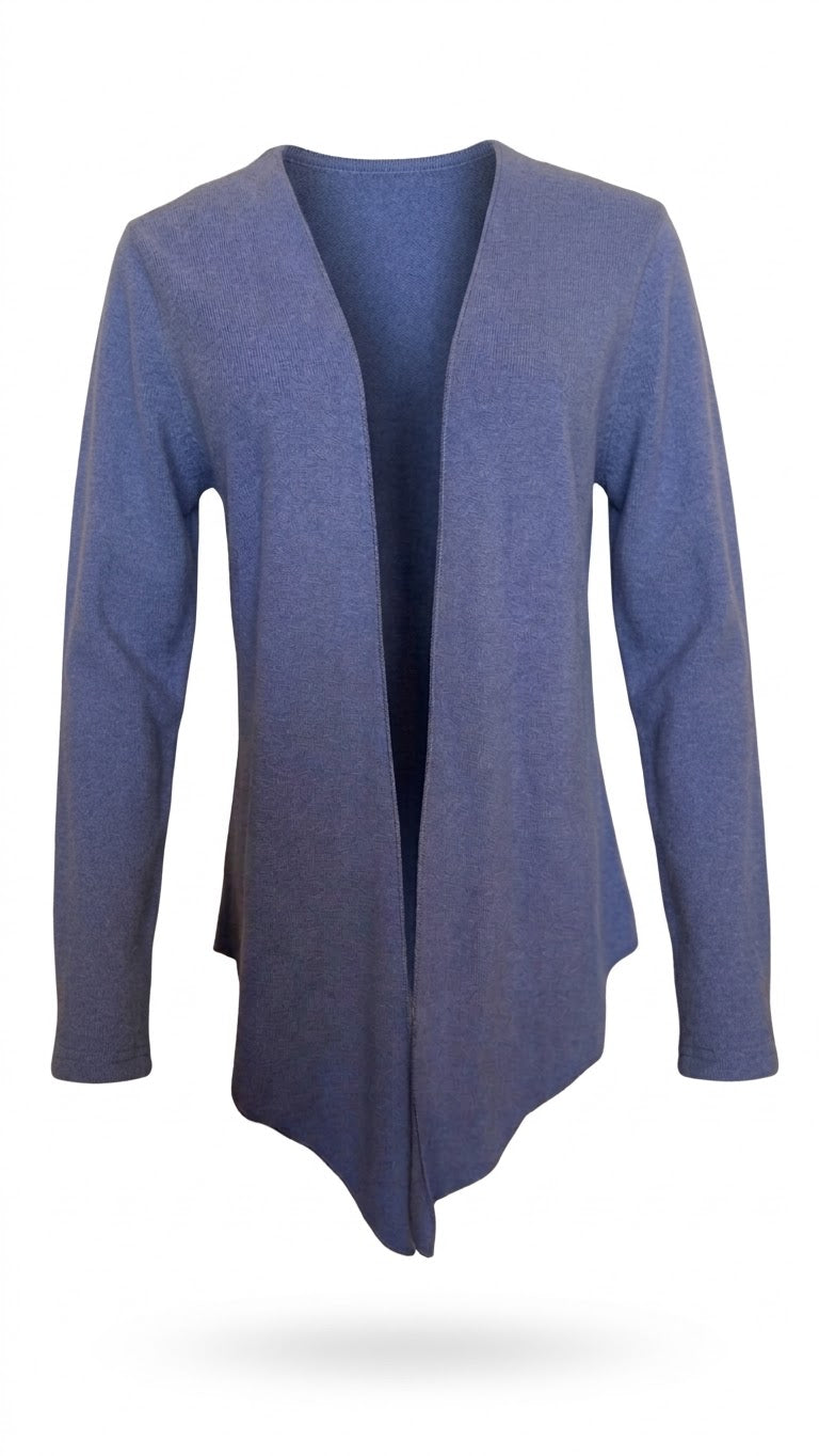 Klassischer Strick-Cardigan zum Binden in Jeansblau