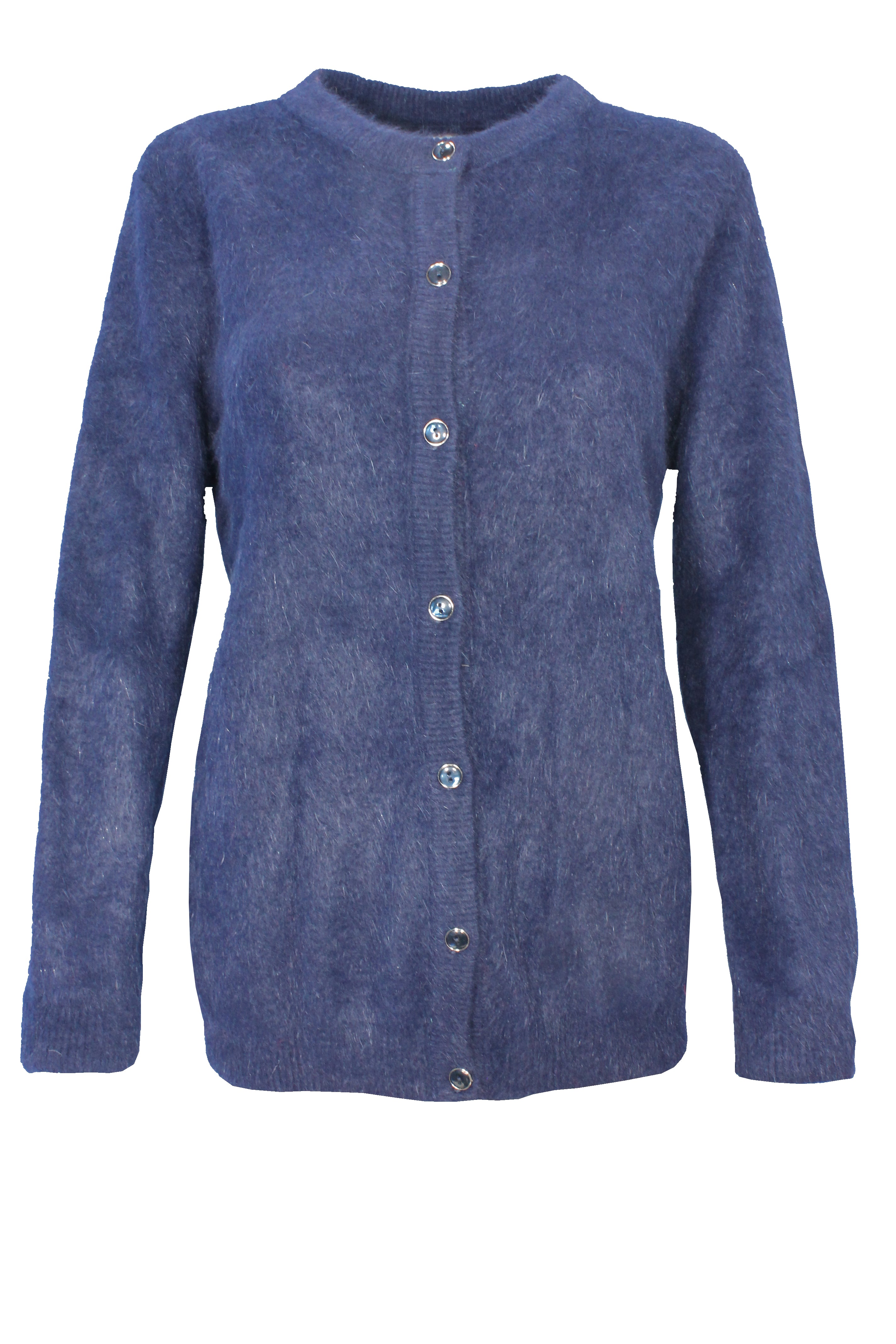 Hochflauschjacke mit Rundhals und Knöpfen