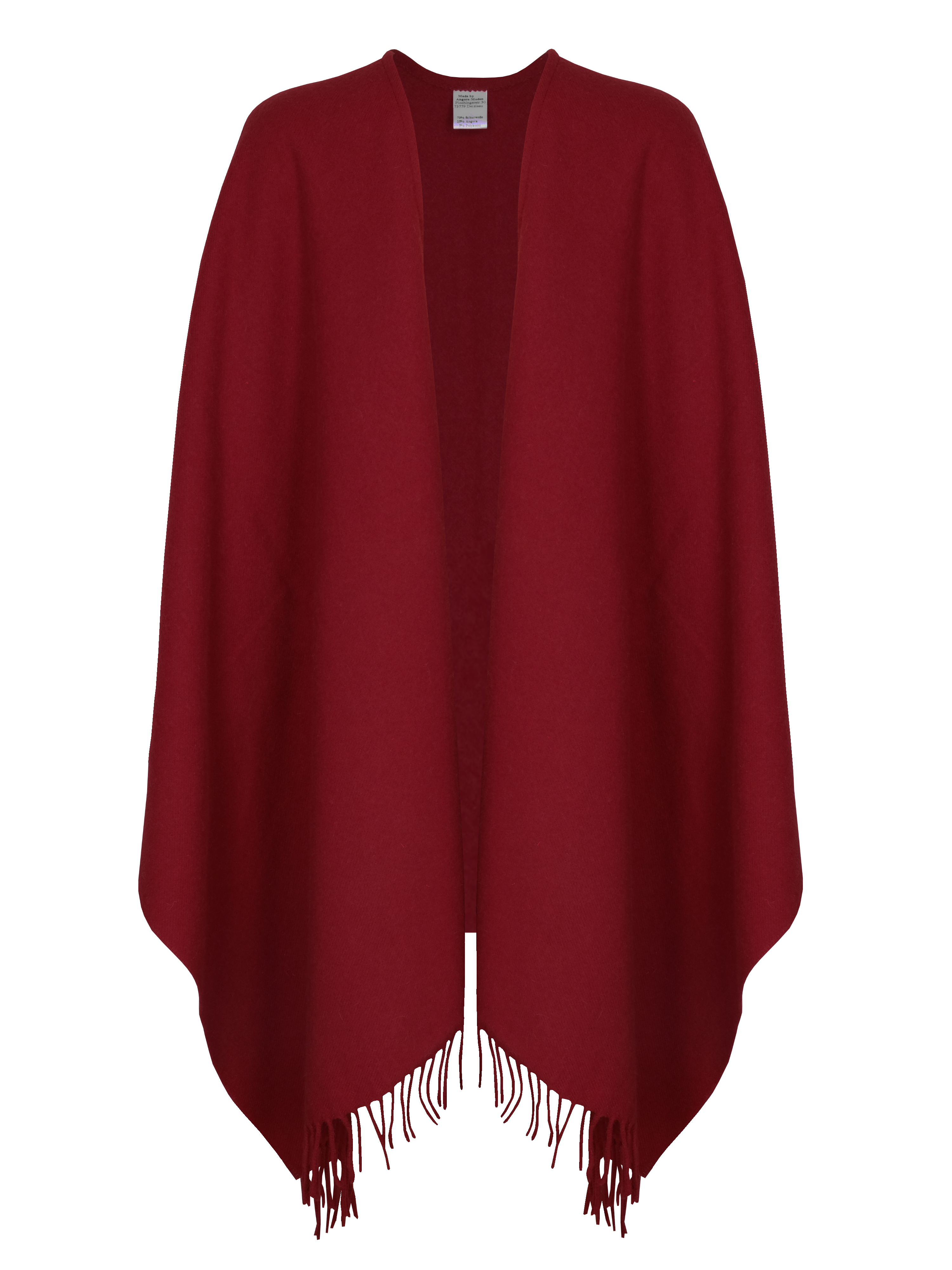 Poncho mit Fransen <p> 70% Schurwolle 25% Angora 5% Polyamid