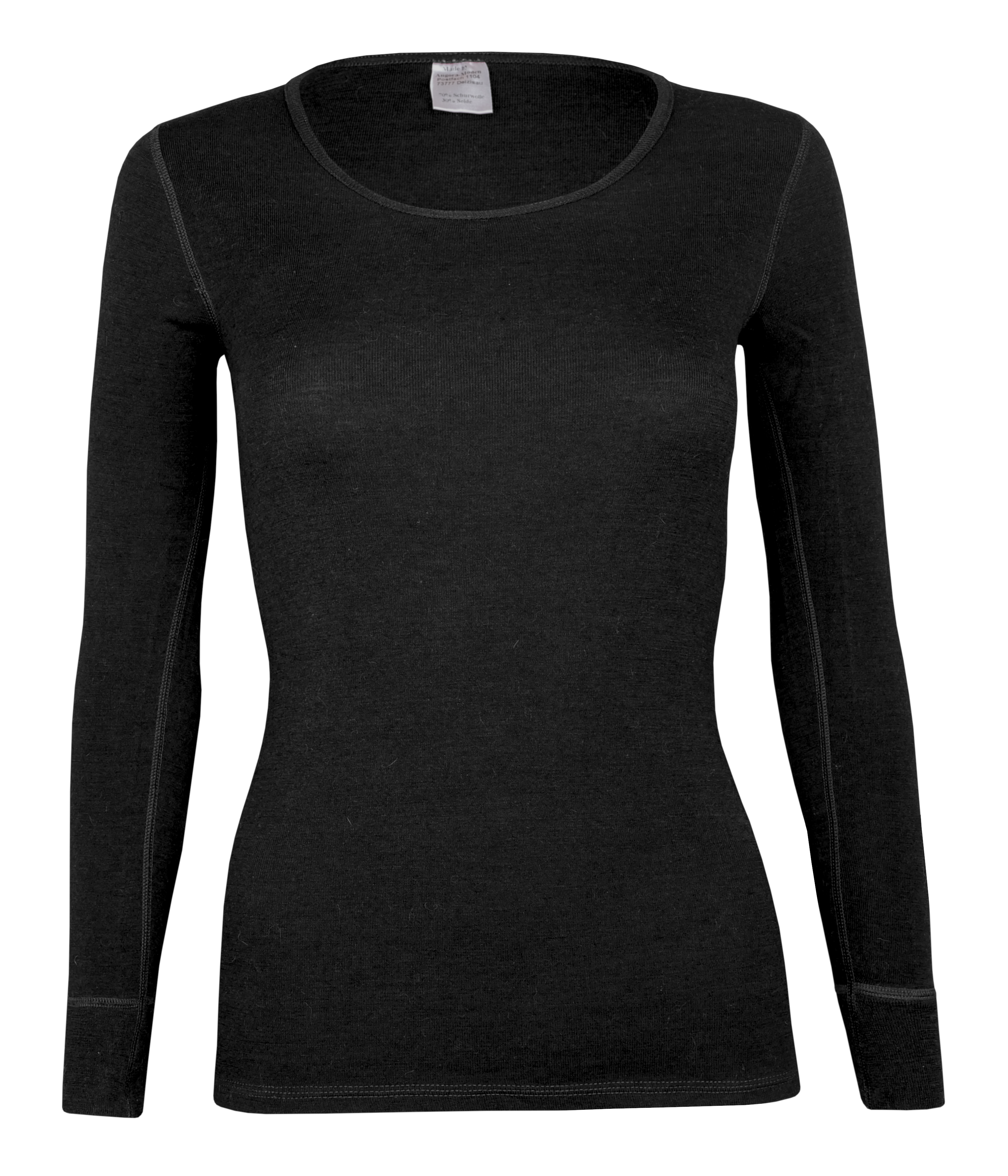 Damenhemd langarm mit Einfassung <p> 40% Angora 60% Baumwolle