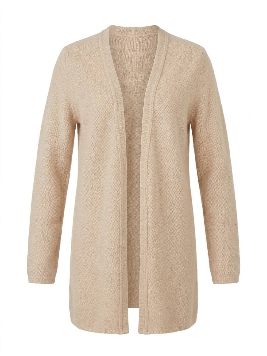 Eleganter Damen-Long-Cardigan ohne Verschluss – Beige