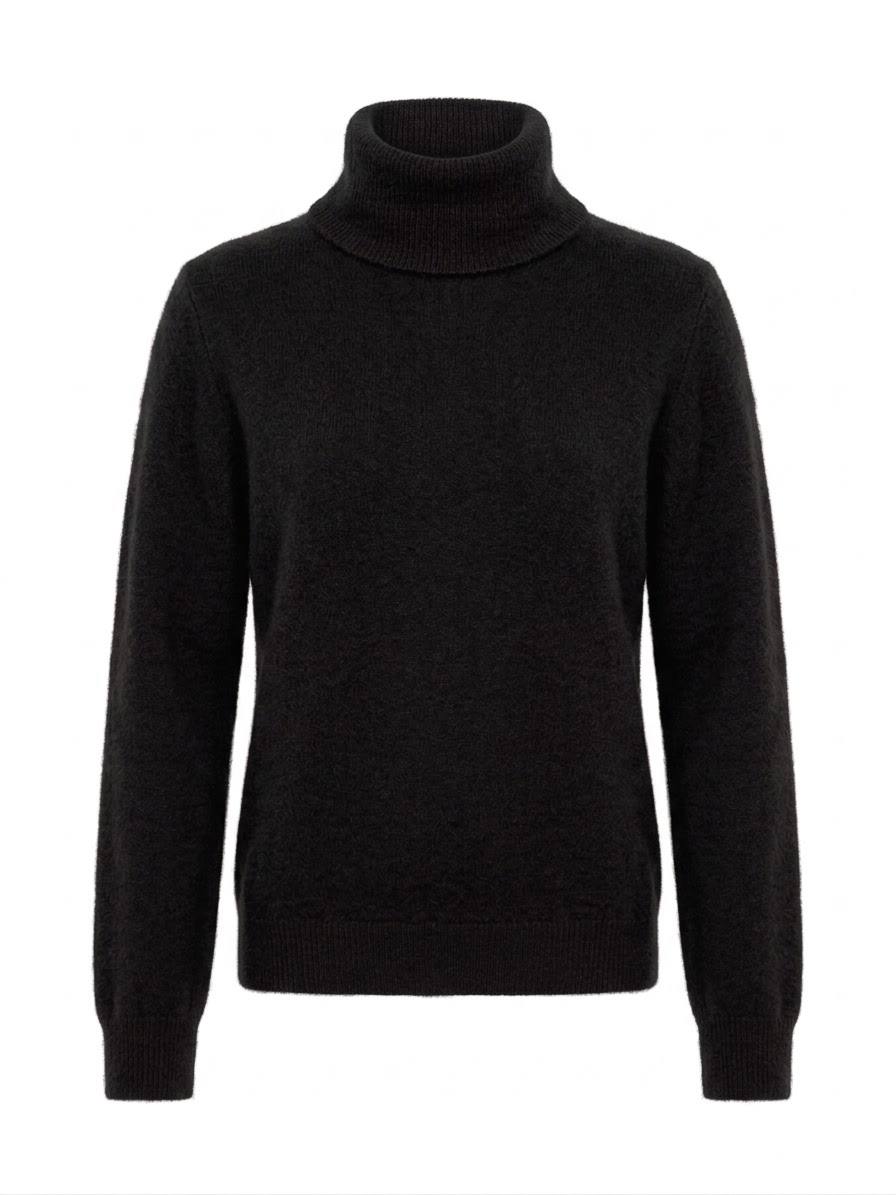 Kuscheliger Strickpullover mit voluminösem Rollkragen – Schwarz
