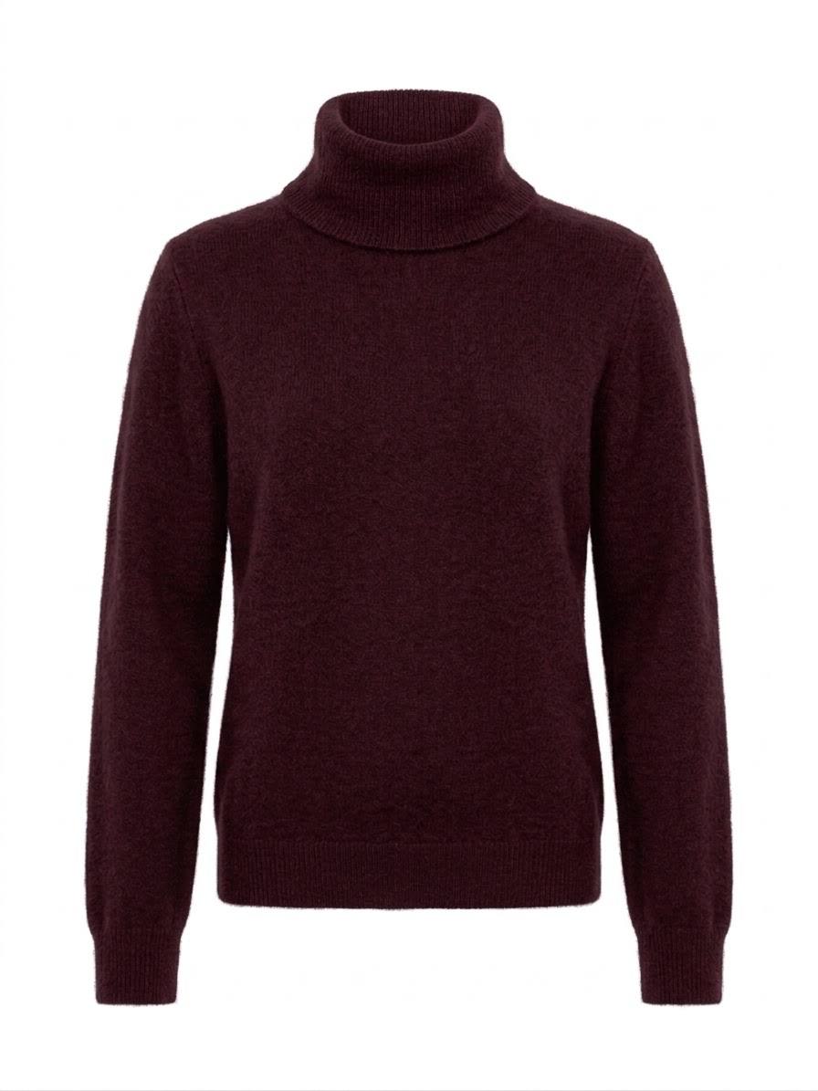 Kuscheliger Strickpullover mit voluminösem Rollkragen – Bordeaux