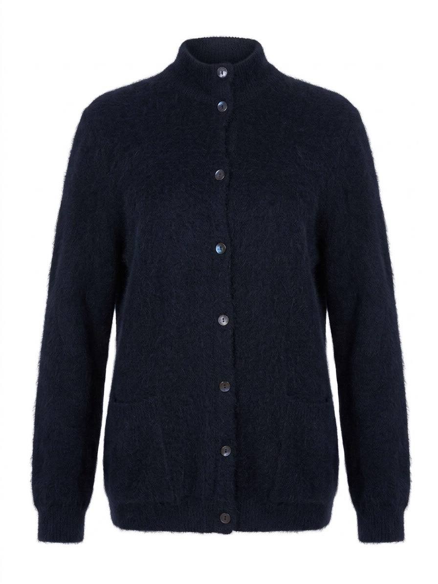 Klassischer Soft-Cardigan mit Durchgehender Knopfleiste & Taschen – Marine