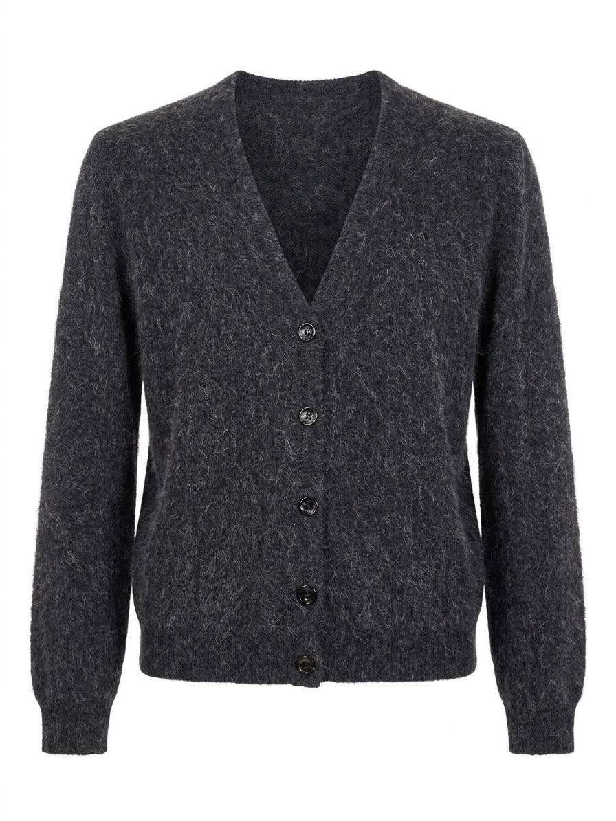 Eleganter Damen-Strickcardigan mit V-Ausschnitt – Anthrazit