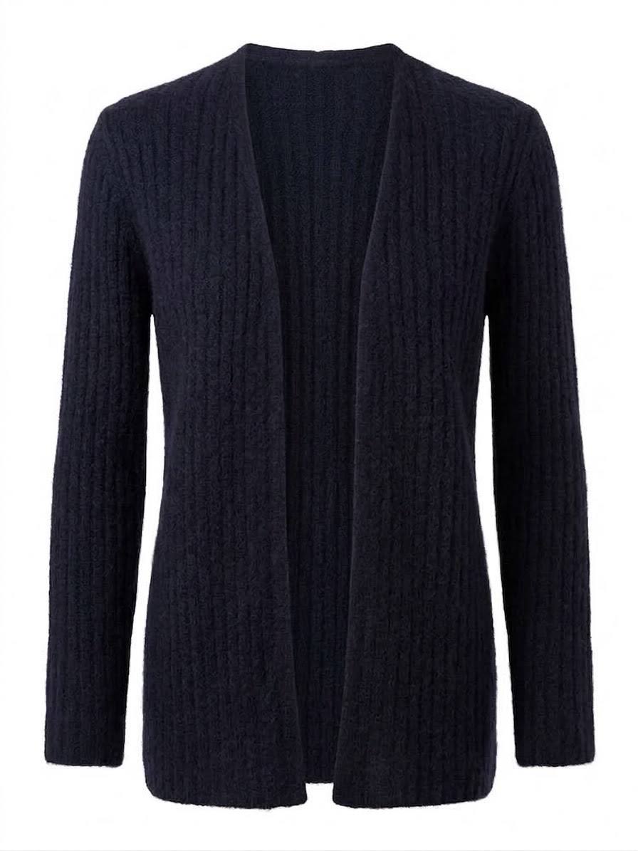 Eleganter Damen-Cardigan in Rippstrick-Optik – Schwarz