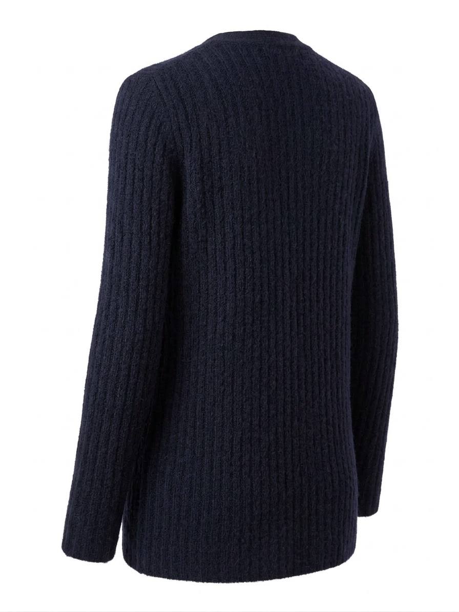 Eleganter Damen-Cardigan in Rippstrick-Optik – Schwarz