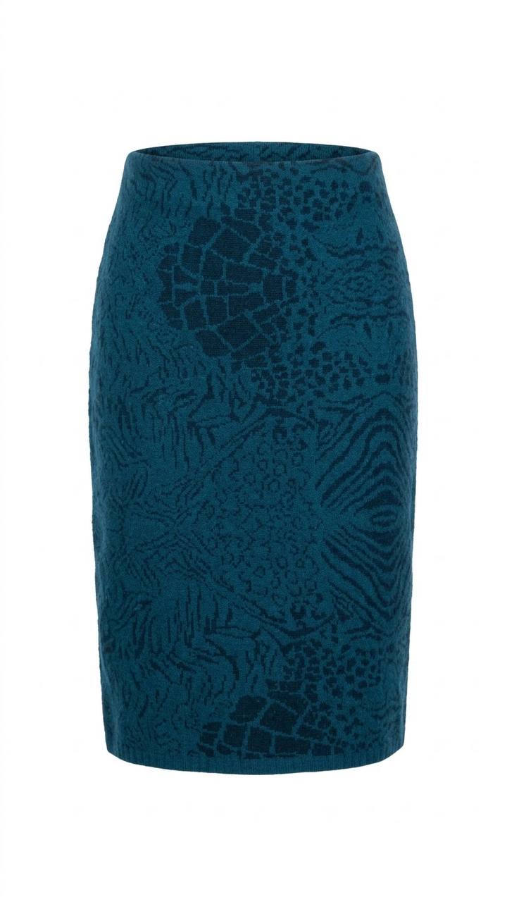 Eleganter Damen-Strickrock mit Jacquard-Muster – Petrol