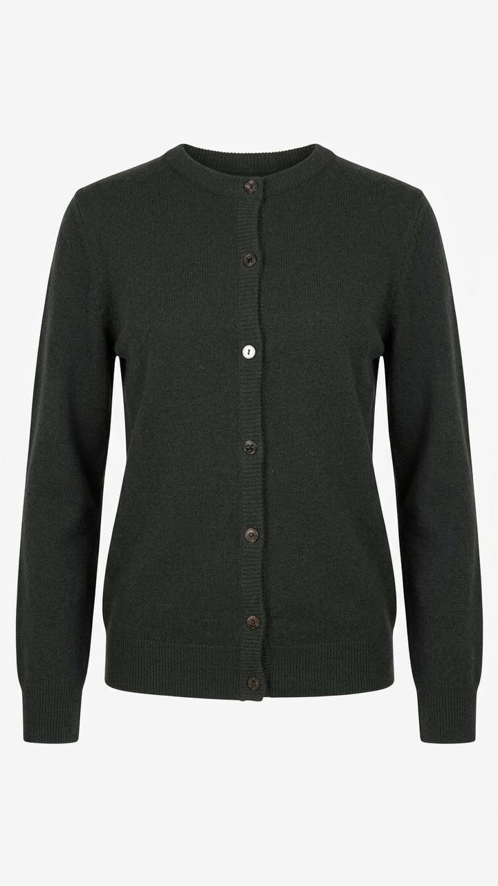 Klassische Strickjacke in Jägergrün mit Knöpfen