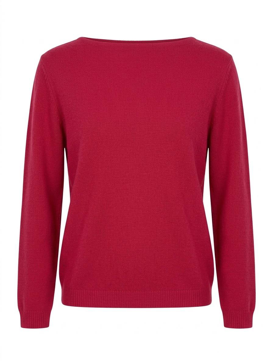 Eleganter Damen-Strickpullover mit U-Boot-Ausschnitt – Pink