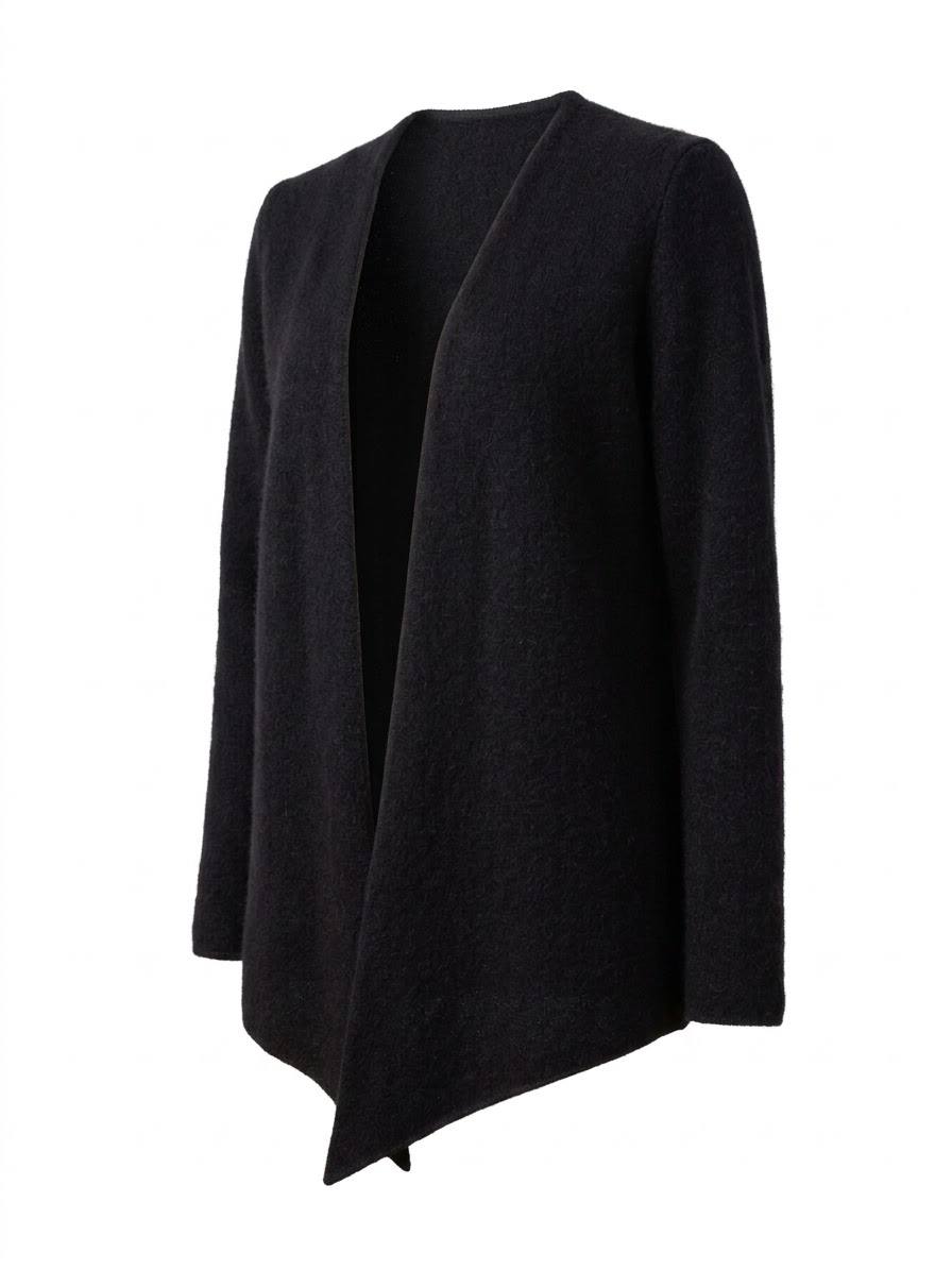 Eleganter Damen-Strickmantel / Long-Cardigan – Schwarz