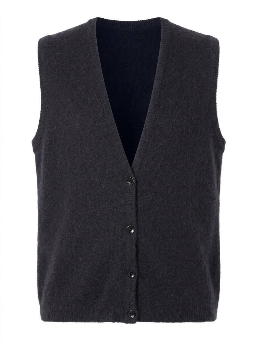 Klassische Damen-Strickweste mit V-Ausschnitt – Schwarz