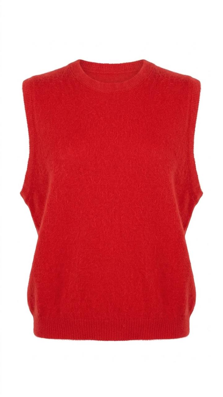 Stilvolle Ärmellose Strickweste mit Rundhalsausschnitt – Granatrot