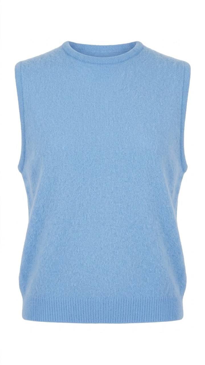 Stilvolle Ärmellose Strickweste mit Rundhalsausschnitt – Jeansblau