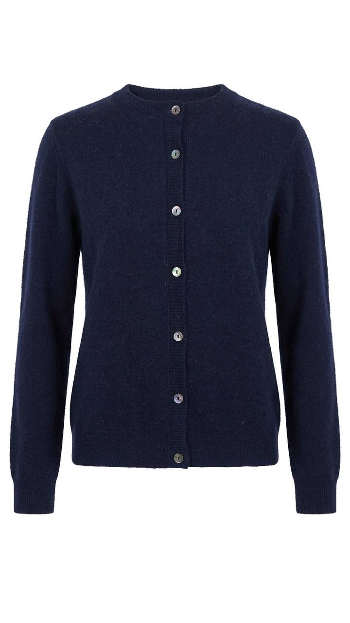 Klassische Damen-Strickjacke in Marineblau – Soft-Strick