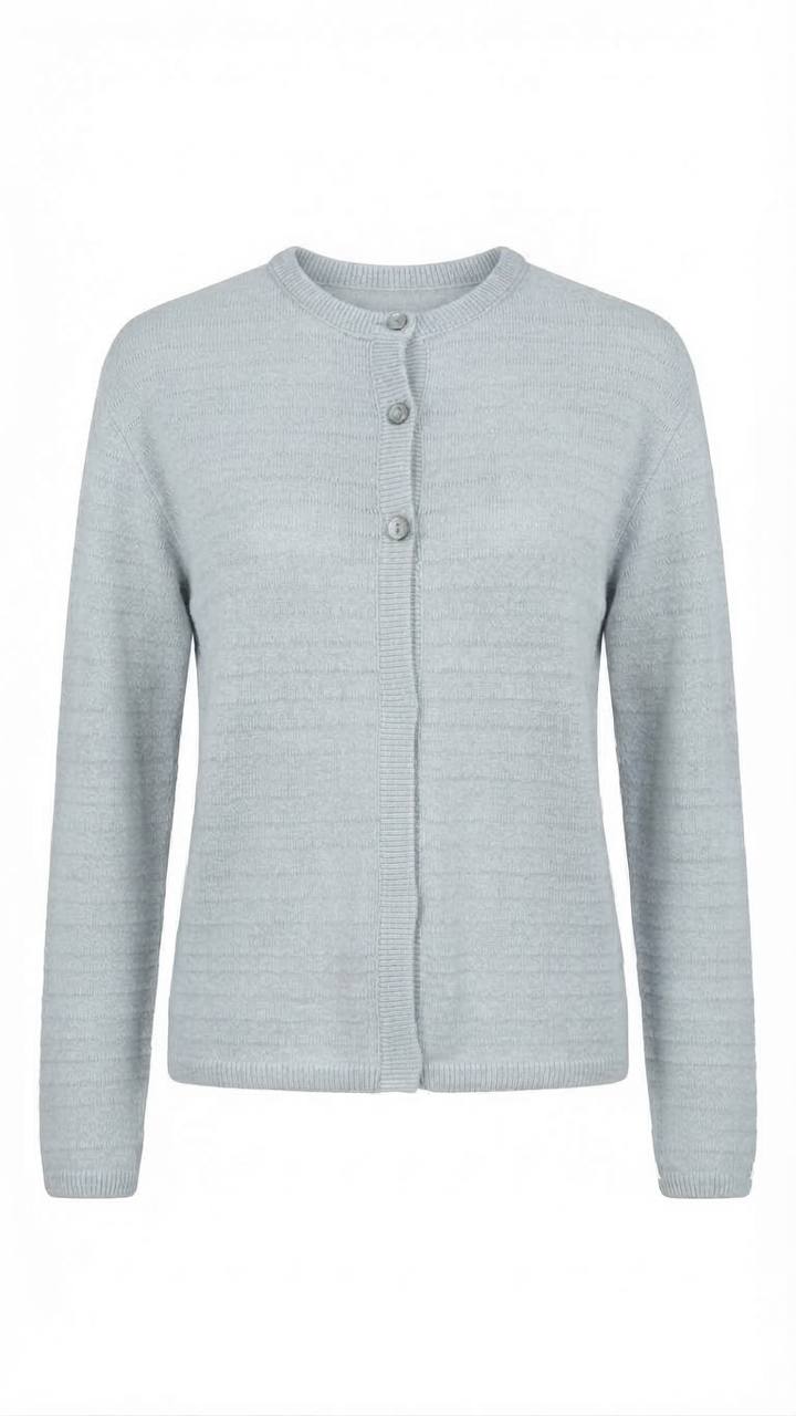 Eleganter Feinstrick-Cardigan mit Knopfleiste – Hellblau