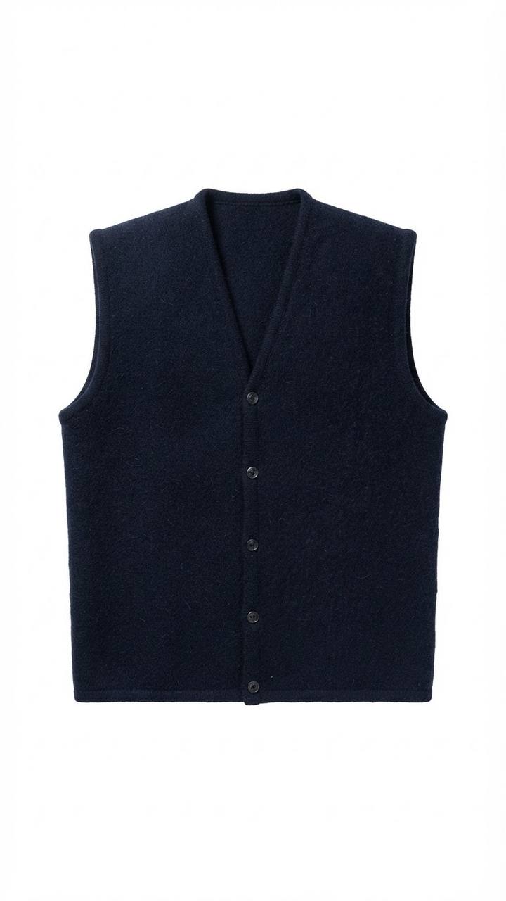 Klassische Damen-Strickweste mit V-Ausschnitt und Knopfleiste in Schwarz